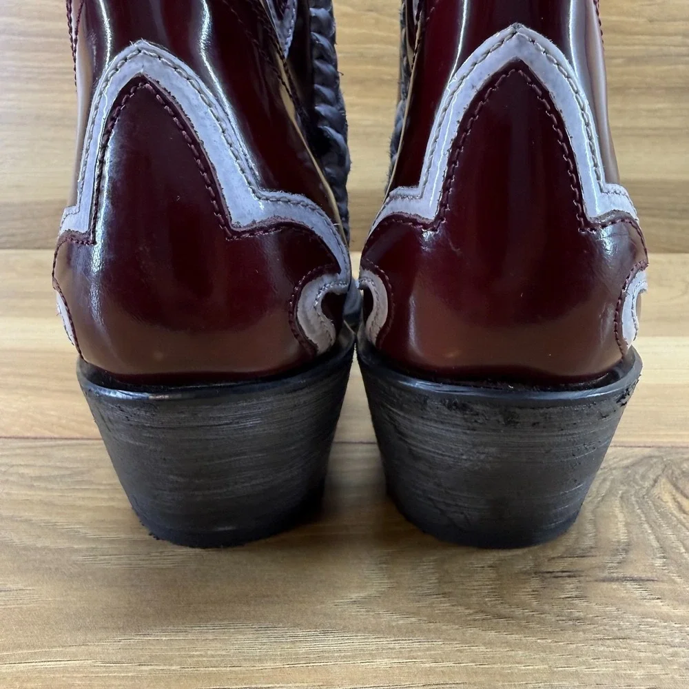 Corral Boots Burgundy High Gloss White Western Boot Womens 9 Western Short